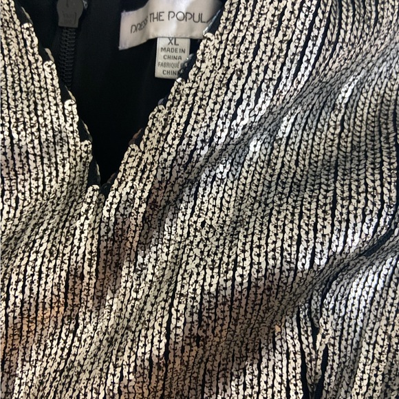 DRESS THE POPULATION Frankie Silver Sequin Fringe Shift Dress szXLG - Picture 5 of 14